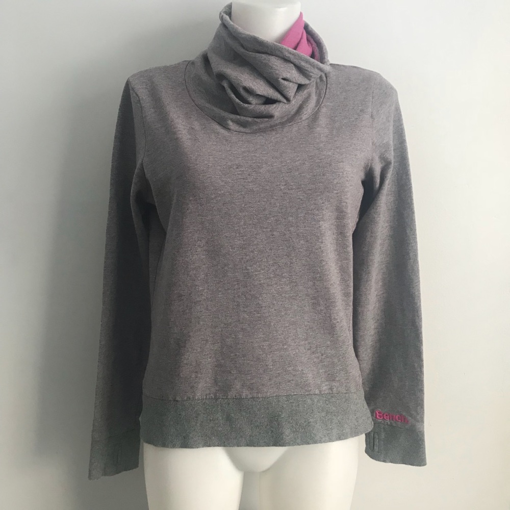 Bench heathered gray pink funnel neck sweatshirt M